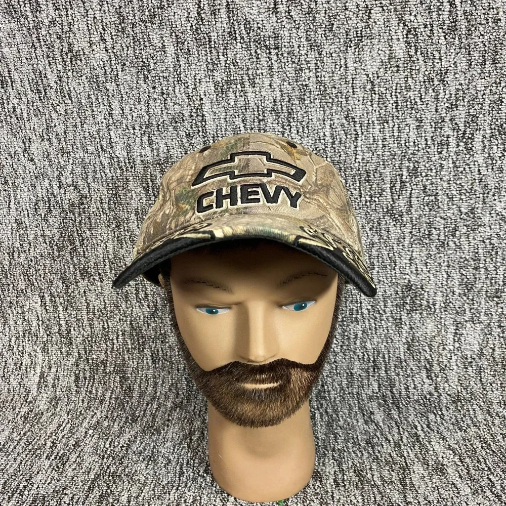 Vintage Chevy Camo Hat Realtree Xtra Embroidered Flames Signatures Stretch L XL
